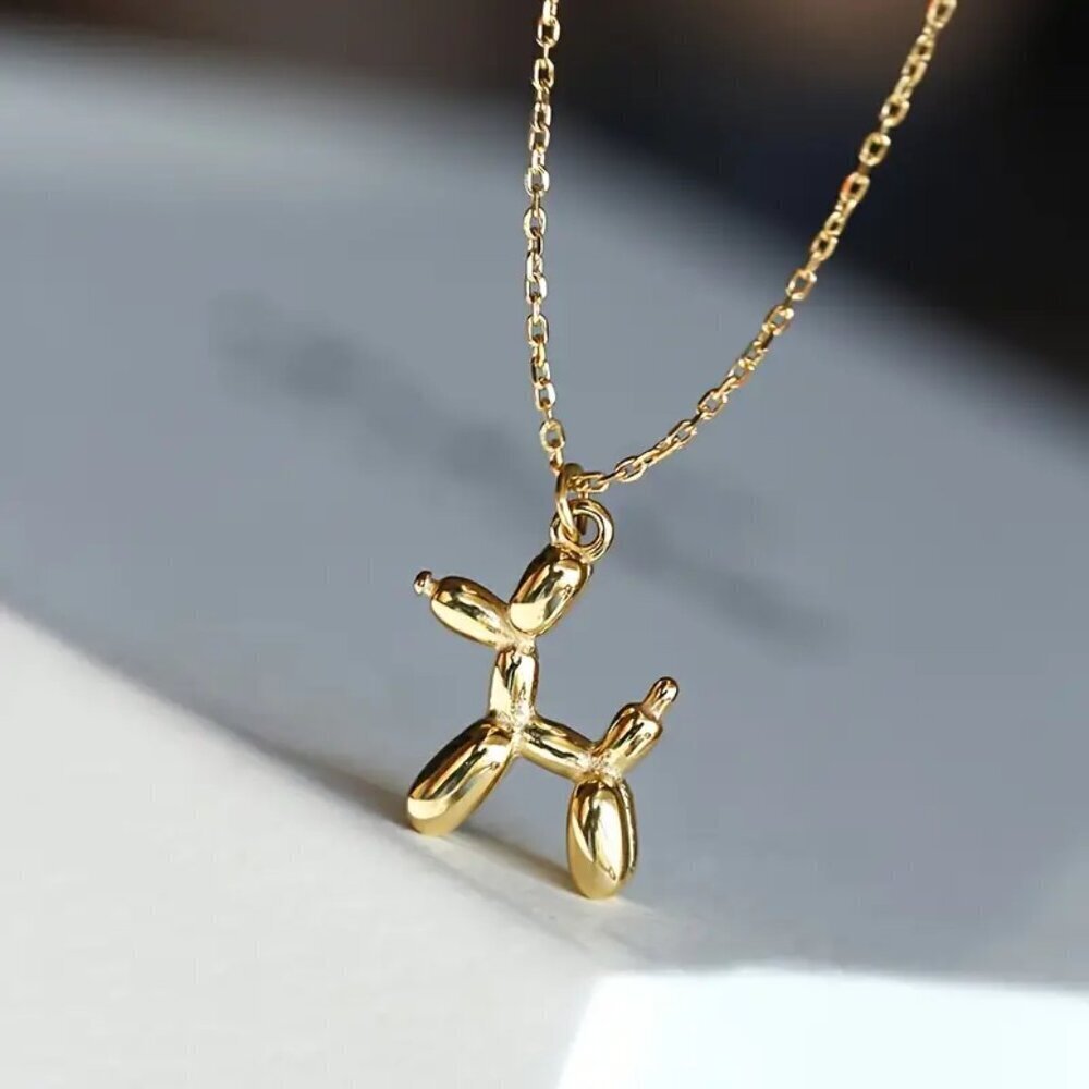 NEW balloon dog necklace, gold balloon dog, balloon dog jewelry, preppy jewelry
